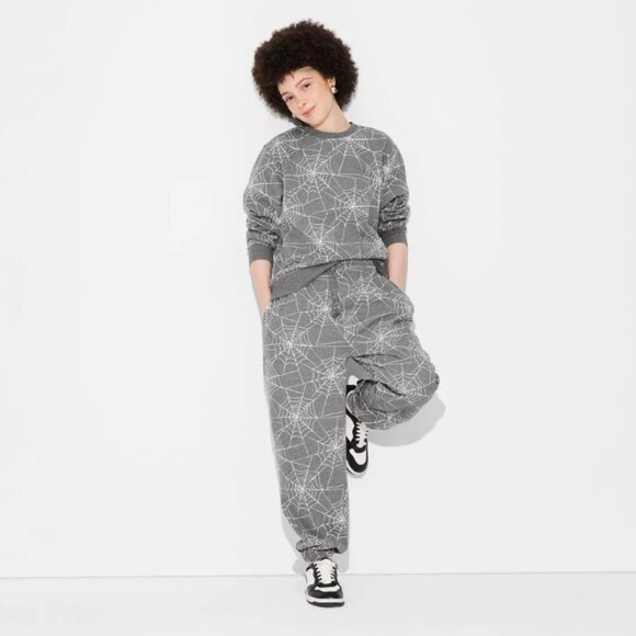 Doe Gray Crewneck Sweatshirt with Spider Web Design women's size Medium - Picture 11 of 11